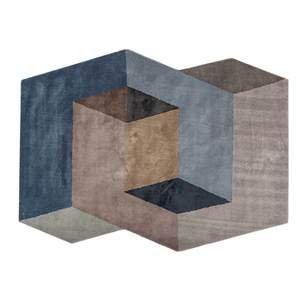 Alfombra Rectangular Azul Geométrica de Lana y Viscosa Hecha a Mano, 9x12, para Entrada, Sala de Estar o Pasillo -TNQ-1103 - Product Image 1