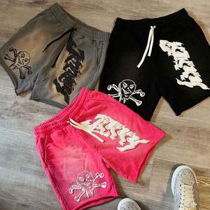 Custom <b>Men's</b> High Waist <b>Baggy</b> Acid Wash <b>Shorts</b> Breathable Cotton French Terry Puff Printing Raw Edges Summer Streetwear Style - Product Image 3