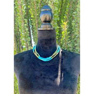 Collier multi-brins de style Navajo, design superposé, multi-turquoises, argent sterling, perles, authentique et authentifié - Product Image 2