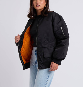 Chaqueta Bomber Reversible Impermeable para Mujer, 100% Poliéster, Resistente al Agua, con Bolsillos Tipo Cargo, Color Liso, Abrigo de Invierno - Product Image 3