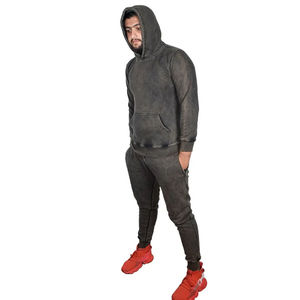 ชุดวอร์มผ้าฝ้ายแบบสวมหัวสีดำซักได้ใหม่ชุดออกกำลังกายผ้าฝ้ายขนแกะธรรมดา100% ขนาดสบายขายดีที่สุดสำหรับผู้ชาย - Product Image 4