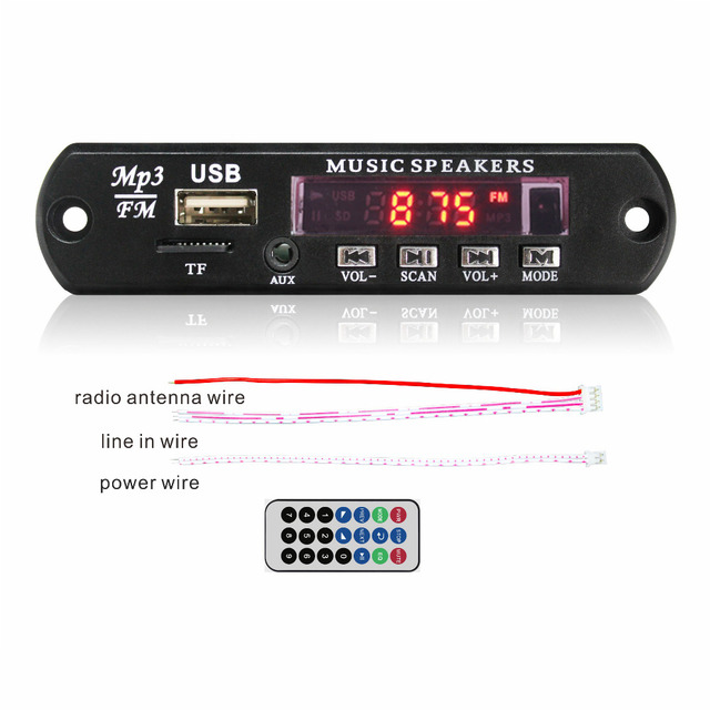 Dc 12V Mp3 Audio Player Radio Decoder Module With Aux, 747D Mp3 Wav Usb Fm Audio Player Decoder Board