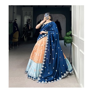 Qualité supérieure Vichitra Soie Dupatta Zari Kota Paillettes Broderie Banglory Designer Banglory Blouse pour Fête Lehenga Choli - Product Image 1