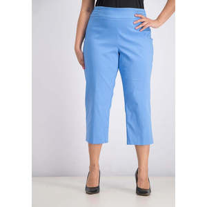 Collezione JM: Pantaloni Capri da Donna a Vita Alta con Decorazioni, Blu Brillante, Taglie M-3XL, Pantaloni Palazzo Traspiranti e Stropicciati per l'Estate - Product Image 1