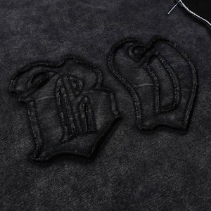 Sweat-shirts pour hommes en denim délavé, vente directe d'usine 2026, logo personnalisé, sweat-shirts en denim délavé uni pour hommes - Product Image 6