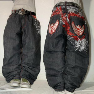 Pantalon <span class=keywords><strong>Cargo</strong></span> <span class=keywords><strong>Beige</strong></span> <span class=keywords><strong>Homme</strong></span> Style Baggy Droit avec Jambe Large Délavée Pantalon Vintage Hip Hop Streetwear Graffiti Imprimé - Product Image 2