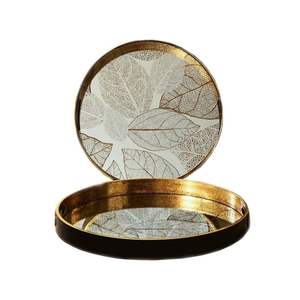 Bandeja decorativa de diseño de lujo para servir alimentos, plato de exhibición de Latón chapado en oro para servir elegante - Product Image 2