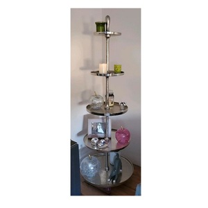 Estante de exhibición duradero para la decoración de la vida del hogar, estante de exhibición grande de pie, bandeja de exhibición de servicio de almacenamiento plateado de 5 niveles, resistente - Product Image 1