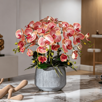 Susunan Anggrek Phalaenopsis Buatan Mewah Berkualitas Tinggi dengan Sentuhan Realistis dalam Pot untuk Dekorasi Meja Hotel, Rumah, atau Kantor