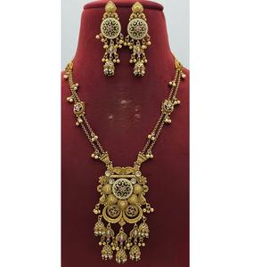 Conjunto de Collar Largo y Pendientes de Diseño Premium con Acabado Mate Dorado, Impresionante para Bodas, Colección para Mujer - Product Image 1