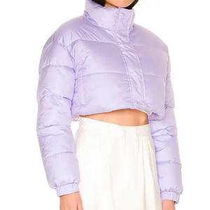 Long Crop Woven 100% Cotton Bomber <b>Jacket</b> for Women and Men with Custom Logo Design Printing Breathable & Windproof Winter - Product Image 3