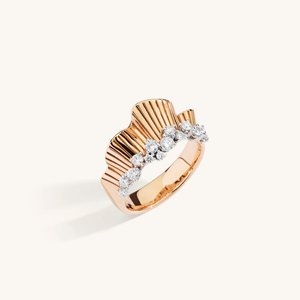 Rose <b>Gold</b> Diamond <b>Cocktail</b> <b>Ring</b> With Flower Design Pave Setting Women's Luxury Engagement Jewelry - Product Image 1