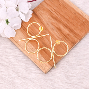 Pendientes de Botón de Latón Chapado en Oro para Mujer, Diseño Artesanal, Alta Calidad, Fabricante Mayorista - Product Image 3