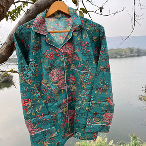 Ropa de dormir de algodón con estampado de pájaros sexy para mujer, traje de noche suave con pantalón, ropa de noche para niñas, trajes de dormir - Product Image 1