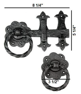 Juego de pestillo de puerta de anillo de herrero de hierro con manija de pestillo de anillo Color negro embalado en caja de cartón - Product Image 2