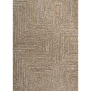 Alfombra de Lana y Viscosa Tejida a Mano Acar Green, Diseño Geométrico Abstracto, Rectangular, con Rayas, Jacquard para el Hogar, Tod-45052, 4m - Product Image 3