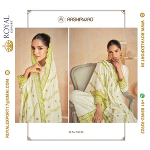 Lanzamiento de diseñador elegante, ropa de fiesta Premium pesada de seda, fabricante de Trajes cosidos de tamaño libre por Royal Export en Surat Gujarat - Product Image 5