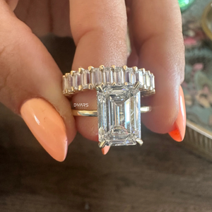 Anillo de compromiso de diamante cultivado en laboratorio de corte esmeralda de lujo para mujer, joyería fina de boda VVS Clarity F-Type Color IGI certificado - Product Image 5