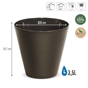 Vaso rotondo, senza serbatoio, 20x20x18,7 cm, capacità di 3,5 L. - Product Image 3