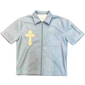 New Style Customized Manufacture Men <b>Leather</b> <b>Shirts</b> / New Arrival Breathable Solid Color Men <b>Leather</b> <b>Shirts</b> - Product Image 2