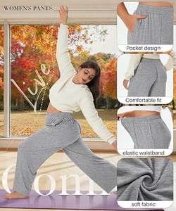 Pantalon décontracté pour femme, coupe classique, poids lourd, séchage rapide, taille élastique, droit, couleur personnalisée - Product Image 3