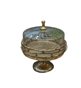 Most Trending Round Base Cake Dome Aluminium and Glass Display <b>Cover</b> for Weddings Parties Home Decor Cake Server With Dome - Product Image 2