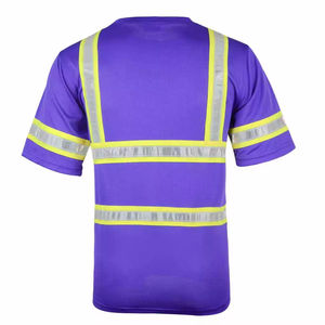 Customized Logo Silk Breathable Quick Dry High Quality Construction Safety Work <b>T</b>-<b>shirts</b> Reflective Hi Vis Wholesale - Product Image 6