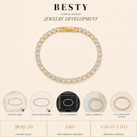 Bracelet tennis personnalisé en acier inoxydable et zircon, accessoires de mode unisexe, plaqué or 18 carats pour créateur de marque OEM ODM