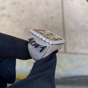 Certified Attractive Leb Grown Diamond Hip Hop <b>Statement</b> <b>Ring</b> 925 <b>Silver</b> Custom Championship <b>Ring</b> for Wedding Party or Gift - Product Image 2