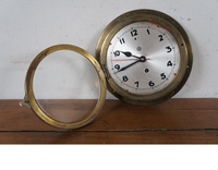 CH Horloge murale Art Déco vintage allemande en fer et verre, style hublot de bateau, mécanique, dorée, 8 pouces, pour salon