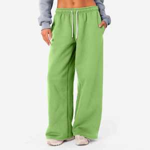 Pantalon Cargo multi-poches décontracté de style de rue pour femmes coupe ample ample Baggy polaire coton pantalon de survêtement plat devant plaine Joggers - Product Image 6