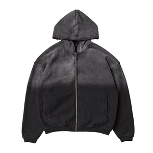 Survêtement en polaire personnalisé de haute qualité délavé à l'acide pour l'hiver Survêtements de sport surdimensionnés Survêtement épais à capuche zippé Jogger - Product Image 1