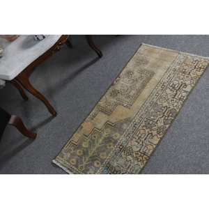 พรมขนสัตว์ตุรกีสีเบจ1.6 x 3.1ft คลาสสิกดีไซน์แบบเย็บปะติดปะต่อกันสำหรับเข้าห้องนั่งเล่นห้องนอนห้องโถงรูปสี่เหลี่ยมผืนผ้าทำจากน้ำยาง - Product Image 2