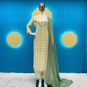 TENDANCE RAMZAN ROBE SPÉCIALE FAUX GEORGETTE SÉQUENCE BRODÉ TOP ET PANTALON DE TRAVAIL AVEC TRAVAIL DUPATTA SET FESTIVALS SUITS - Product Image 1