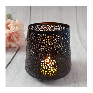 Portavelas de Metal negro para hogar y oficina, candelabro de luz en T votivo, contenedor profundo, decoración de iluminación de forma redonda, novedad - Product Image 6