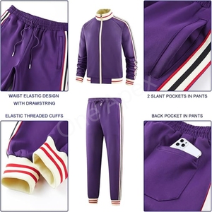 Conjunto de chándal de estilo para hombre, chaqueta ajustada con cremallera para correr, ropa deportiva con logotipo personalizado, chándal Premium de algodón 100% - Product Image 6