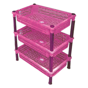 High Quality 3-Set Foldable Eco-Friendly Plastic Three-Layer Adjustable Round Storage <b>Trolley</b> for Easy <b>Mobility</b> and Spice Rack - Product Image 3