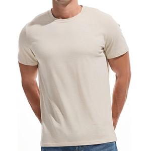 T-shirt coupe ajustée à manches courtes et col en O de couleur beige solide 100% coton pour hommes fabriqué sur mesure directement de l'usine du Bangladesh - Product Image 1
