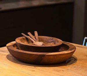 จานเสิร์ฟไม้วอลนัททำด้วยมือชุดรับประทานอาหารที่ทำจากไม้หรูหราสำหรับสองถึงหกคนทำด้วยมือ - Product Image 2