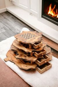 GRAN TABLERO DE AJEDREZ DE MADERA NATURAL Almacenamiento Juegos de tablero de ajedrez de madera en ajedrez Backgammon Juego de mesa de damas para adultos y - Product Image 6