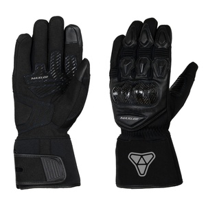 Guantes de moto de carreras de dedos largos personalizados, protección contra choques de invierno, guantes de seguridad táctiles de fibra de carbono y cuero - Product Image 1