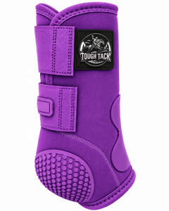 Protège-jambes pour chevaux Tough Tack en microfibre violette avec semelle Hex Grip pour l'équitation 2026 - Product Image 2