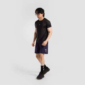 Pantalones Cortos Deportivos ARR X GAI Azul Marino, 100% Poliéster, para Gimnasio y Entrenamiento, con Cintura Elástica, Decoración con Logotipo, Talla XS - Product Image 4