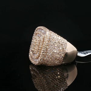 Luxurious 14KT Yellow Gold <b>Iced</b>-Out Hip-Hop <b>Ring</b> Fashion Designer's Natural Diamond Cluster for Parties-Sheetal Diamonds - Product Image 2