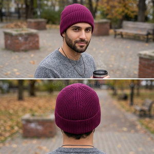 Gorro de Punto Ligero de Moda Unisex, Gorro de Invierno Informal para Uso Diario al Aire Libre, Jacquard - Product Image 3