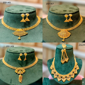 Conjunto de Collar con Colgante Floral Chapado en Oro, Aretes y Anillo Ajustable, Joyería de Moda Tradicional de Imitación al por Mayor, Modelo No. 23089 - Product Image 3