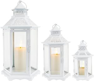 Vantage Ensemble de 3 lanternes fantaisie de luxe moderne avec revêtement en poudre fini pour la décoration de la maison et le salon. - Product Image 3