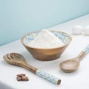 Bols de service en bois de manguier faits à la main de vente chaude ensemble de plats décoratifs de fruits à salade en émail blanc pour la cuisine rustique - Product Image 5