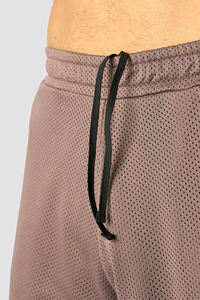 <b>Men's</b> 100% Cotton Mesh <b>Shorts</b> <b>Brown</b> Regular Fit Elastic Waistband Open Side Pockets Lightweight Polyester-High Street Style - Product Image 4