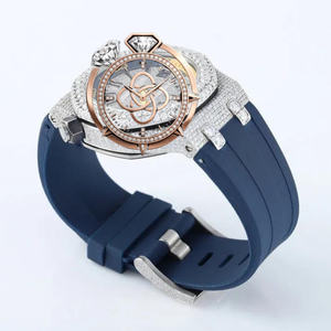 Reloj de pulsera artesanal con diamantes de moissanita para hombre, con brazalete de piedras VVS y pavé completo - Product Image 3